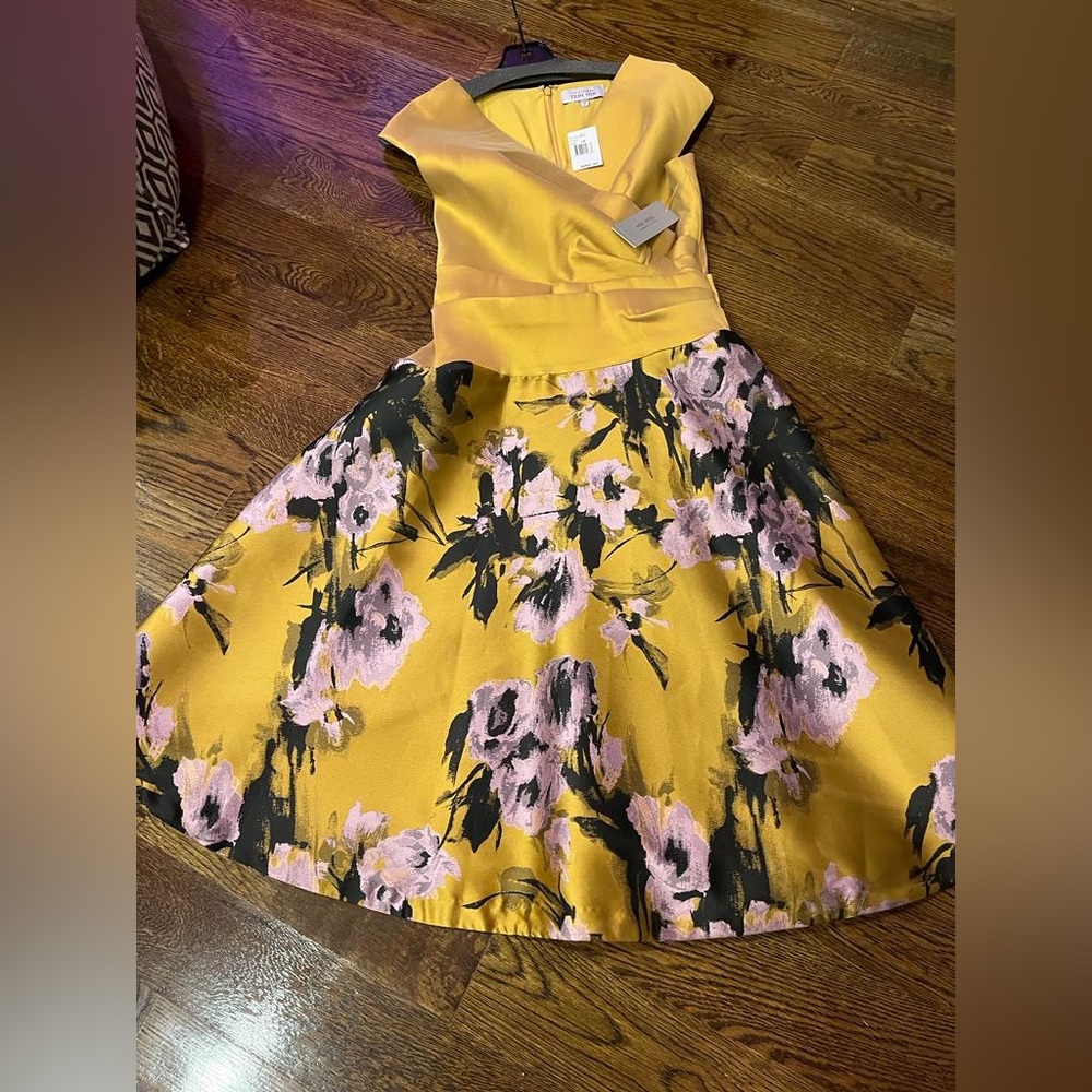 Gold dress with flowers Teri Jon size 10